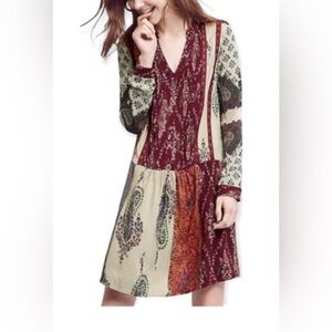 NWT Anthropologie Gwen Patchwork Print Shirtdress Size Small